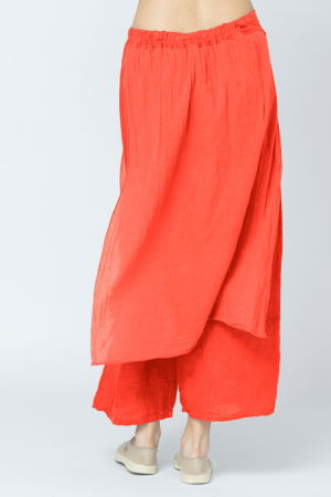 Pantaloni de vara din in, cu aplicatii pe fata si spate, corai [2]