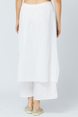 Pantaloni de vara din in, cu aplicatii pe fata si spate, albi [3]