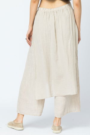 Pantaloni de vara din in, cu aplicatii pe fata si spate, bej [3]