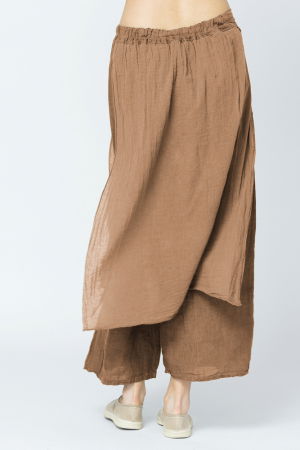 Pantaloni de vara din in, cu aplicatii pe fata si spate, camel [2]