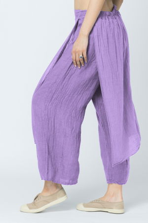 Pantaloni de vara din in, cu aplicatii pe fata si spate, lila [1]
