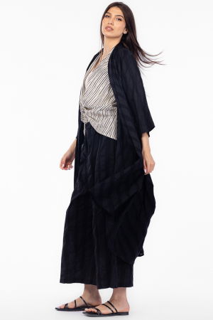 Pantaloni de vara din bumbac creponat, stil japonez, negri [7]