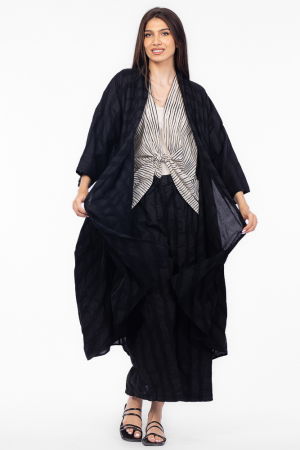 Pantaloni de vara din bumbac creponat, stil japonez, negri [5]