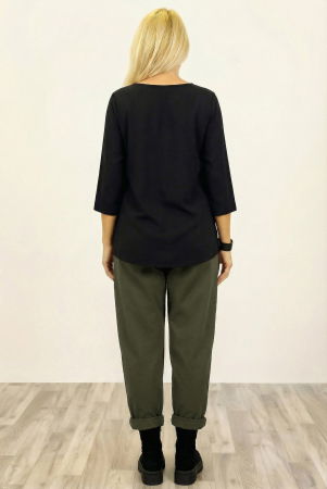 Pantaloni din jerseu de bumbac cu o parte petrecuta si buzunar lateral, kaki [1]