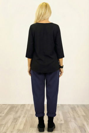 Pantaloni din jerseu de bumbac cu o parte petrecuta si buzunar lateral, bleumarin [1]