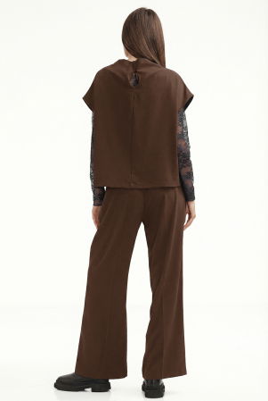 Pantaloni eleganti cu croiala dreapta, lejera, maro [2]