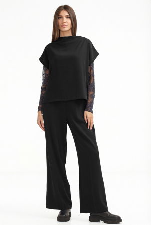 NOU IN SHOPIKA - Pantaloni eleganti cu croiala dreapta, lejera, negri