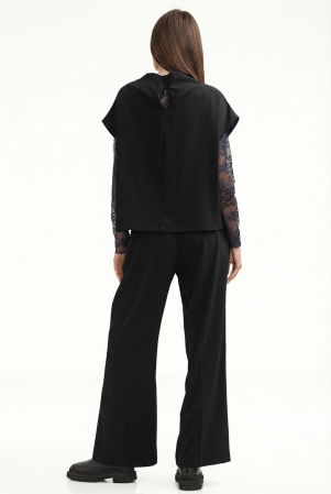 Pantaloni eleganti cu croiala dreapta, lejera, negri [2]