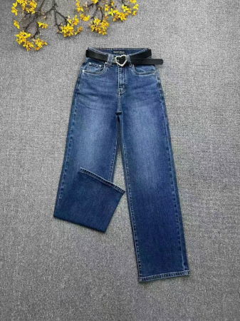 Pantaloni casual - Pantaloni jeans denim CUDI, croiala dreapta, cu curea inclusa