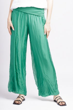 Pantaloni din Mătase si Vâscoză - Pantaloni verzi din matase si vascoza,, tip salvari