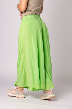 Pantaloni largi, de vara, din vascoza, cu curea elastica, verde deschis [4]