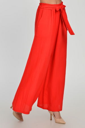 Pantaloni largi din vascoza si in, rosii [2]