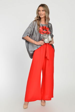 Pantaloni largi din vascoza si in, rosii [9]