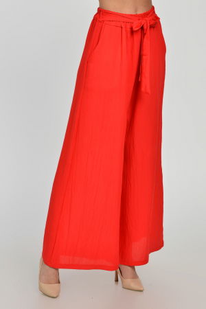 Pantaloni largi din vascoza si in, rosii [1]