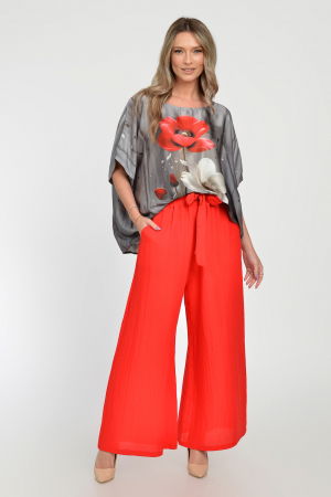 Pantaloni largi din vascoza si in, rosii [6]