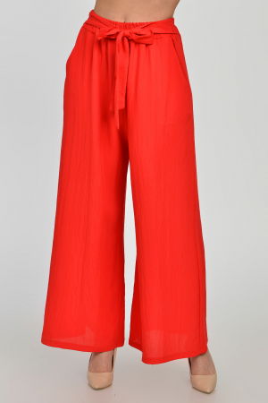 Pantaloni din In - Pantaloni largi din vascoza si in, rosii