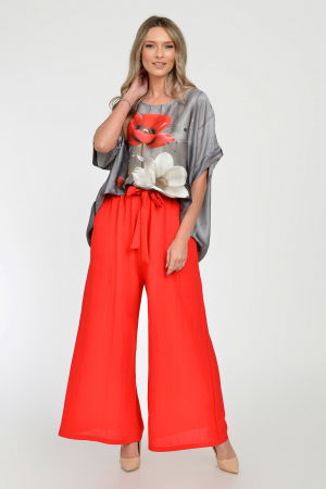 Pantaloni largi din vascoza si in, rosii [8]