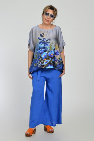 1988 Studio - Pantaloni largi din vascoza si in, albastru electric