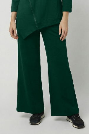 Pantaloni de Damă - Pantaloni largi din tricot moale de vascoza, verde