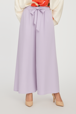 Pantaloni din In - Pantaloni largi din vascoza si in, lila