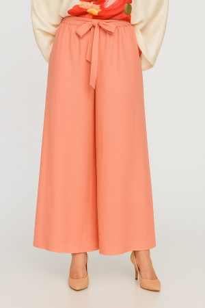 Pantaloni largi din vascoza si in, piersica [1]
