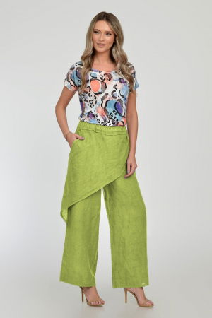 Pantaloni masuri mari - Pantaloni lejeri din in cu croi petrecut, verde