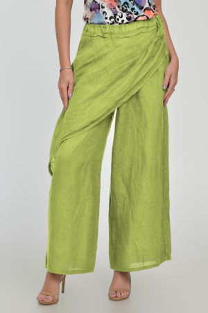 Pantaloni lejeri din in cu croi petrecut, verde [1]