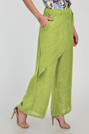 Pantaloni lejeri din in cu croi petrecut, verde [2]