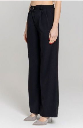 Pantaloni negri, office, talie inalta cu pense , largi si drepti [3]