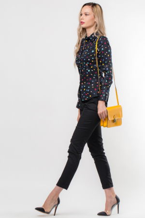 Pantaloni office bleumarin din bumbac, cu curea [1]