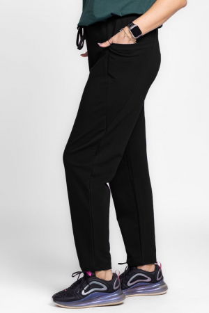 Pantaloni negri casual sport din bumbac cu buzunare laterale [6]