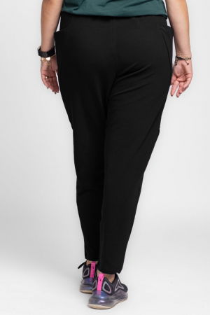 Pantaloni negri casual sport din bumbac cu buzunare laterale [7]