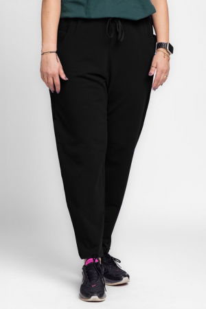 Pantaloni negri casual sport din bumbac cu buzunare laterale [5]