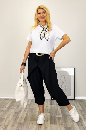 Pantaloni negri cu design urban petrecut cu nasture [4]