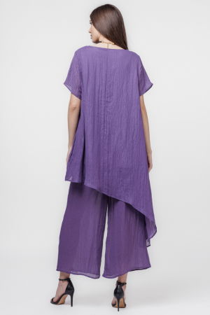 Pantaloni mov eleganti, usor creponati [9]