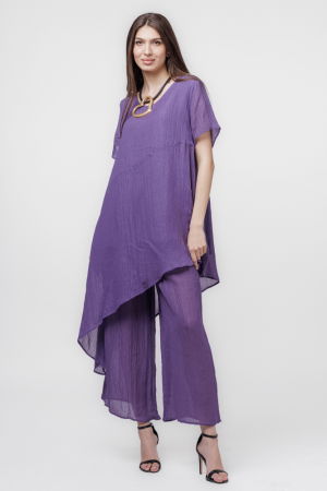 Pantaloni mov eleganti, usor creponati [4]