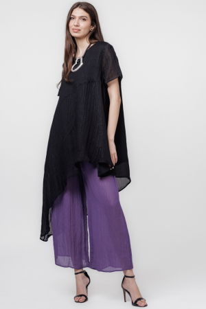 Pantaloni mov eleganti, usor creponati [3]