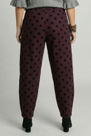 Pantaloni bordo lejeri cu imprimeu buline subtil emosate – croi relaxat, talie confortabila [2]