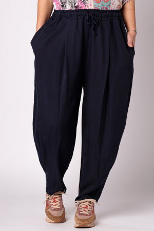 Pantaloni bleumarin, masura mare, din tencel, cu siret [1]