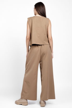 Pantaloni largi si drepti, casual, cu o curea fancy, camel [7]