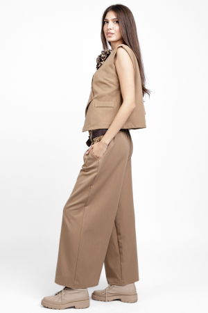 Pantaloni largi si drepti, casual, cu o curea fancy, camel [6]