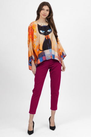 Pantaloni pana magenta din jerseu de vascoaza, casual [3]