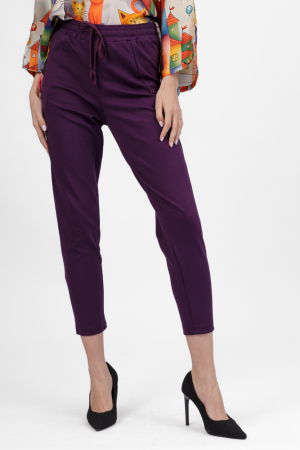 Pantaloni pana mov inchis din jerseu de vascoaza, casual [1]