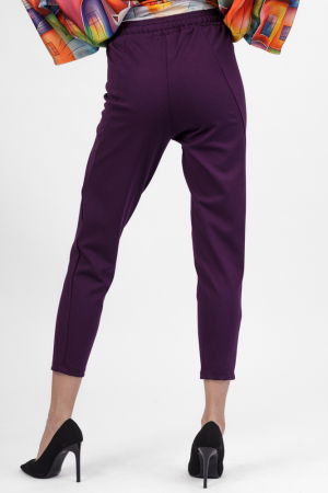 Pantaloni pana mov inchis din jerseu de vascoaza, casual [3]