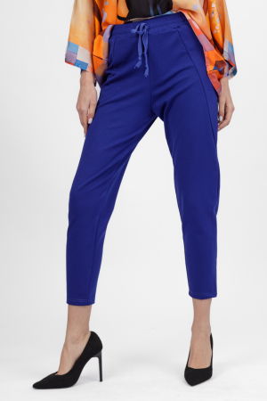 Pantaloni pana albastri din jerseu de vascoaza, casual [2]