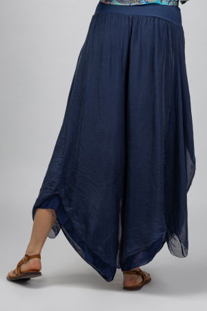 Pantaloni petrecuti din matase si vascoza bleumarin, tip salvari [2]