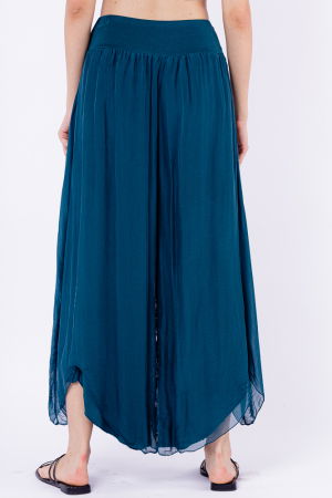 Pantaloni petrecuti din matase si vascoza turcoaz inchis, tip salvari [3]