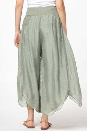 Pantaloni petrecuti din matase si vascoza kaki, tip salvari [5]