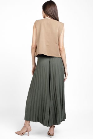 Pantaloni plisati, largi si drepti, kaki [5]