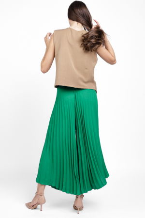 Pantaloni plisati, largi si drepti, verzi [6]